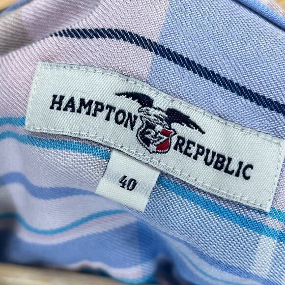 Hampton Republic 27 Plaid Button Down Shirt Blue Pink Tan Long Sleeve Blouse - Picture 9 of 10